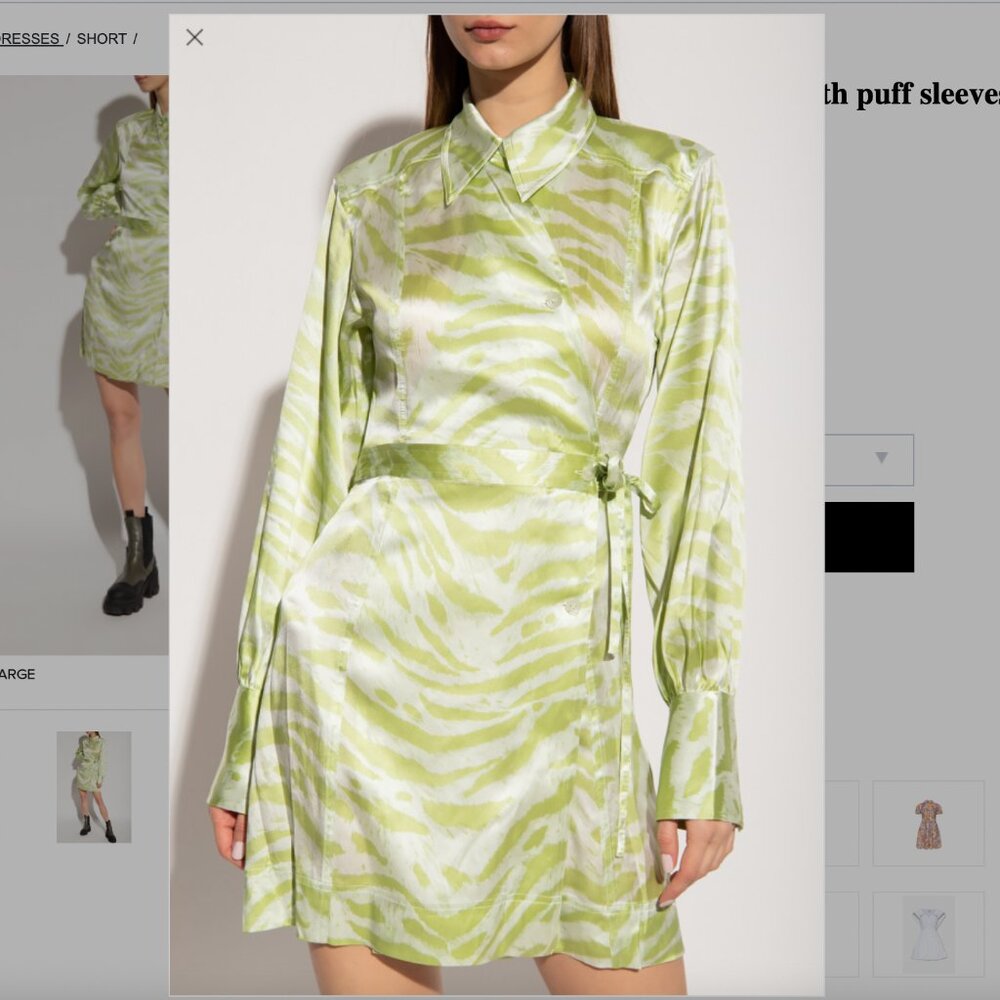 GANNI NWT Zebra Print Satin Wrap Dress - Picture 2 of 7